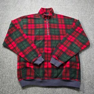 GAP Plaid Fleece Quarter Zip Pullover‎ Sweatshirt Men's Size Medium Vintage